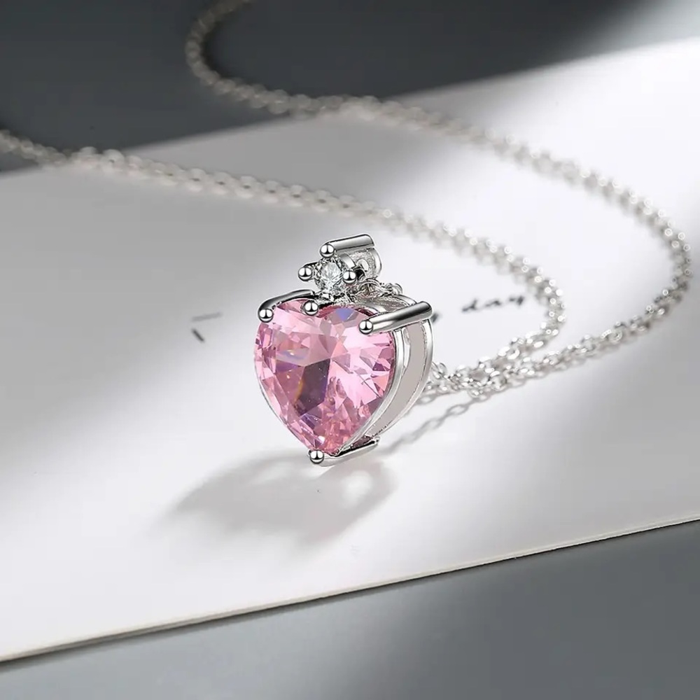 Pink Heart Necklace NEW